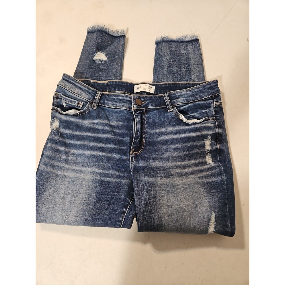 BKE Victoria Jeans Mid Rise Ankle Skinny Womens 31x26 y2k Stretch Raw Hem(1771